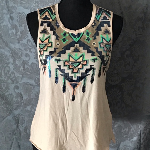 Express Dreamweight Cotton Sequined Sleeveless Top - Picture 2 of 8